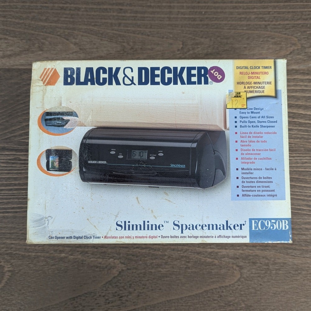 Vintage Can Opener Black Spacemaker Slimline EC950B Digital Timer